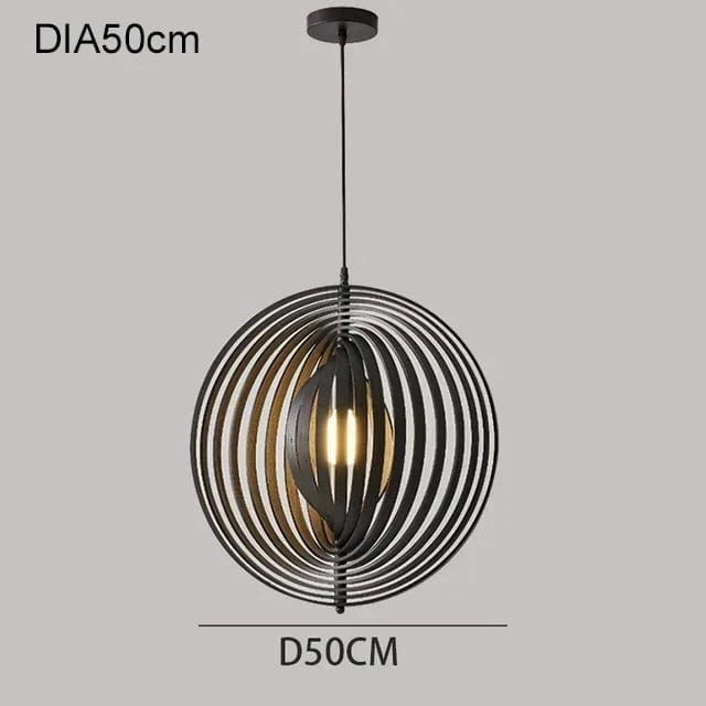 Black 50cm / warm light Suspension en bois de bambou | Wooden Moon
