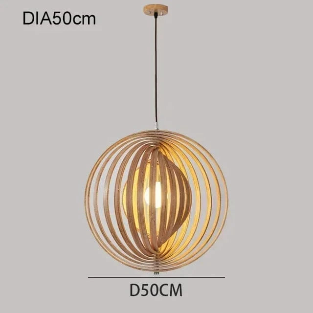 Burlywood 50cm / warm light Suspension en bois de bambou | Wooden Moon