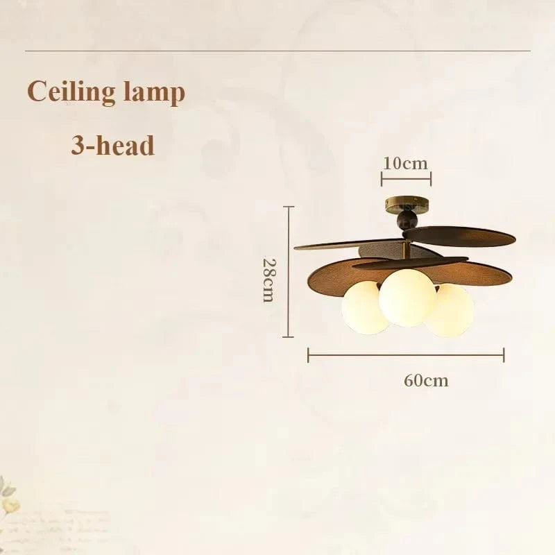 Ceiling A 60cm / Warm light Suspension en bois ébène avec boules