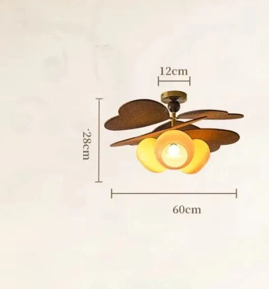 Ceiling B 60cm / Warm light Suspension en bois ébène avec boules