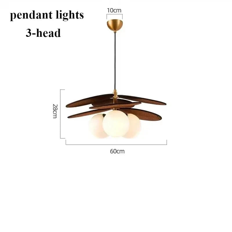 Pendant A 60cm / Warm light Suspension en bois ébène avec boules