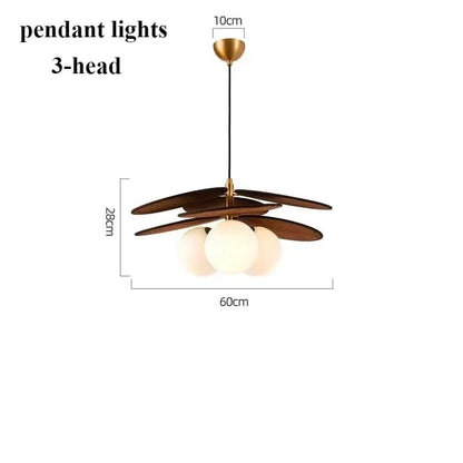 Pendant A 60cm / Warm light Suspension en bois ébène avec boules