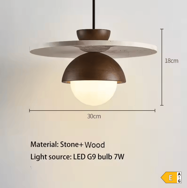 LUMIÈRE FROIDE Suspension en bois et pierre design Danois
