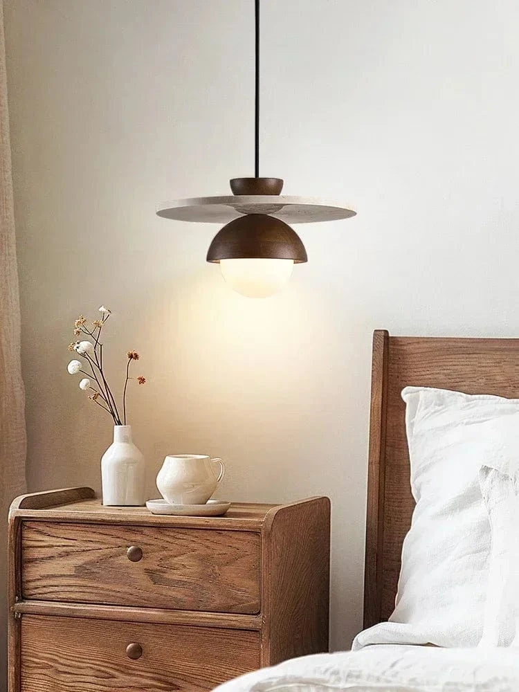 Suspension en bois et pierre design Danois