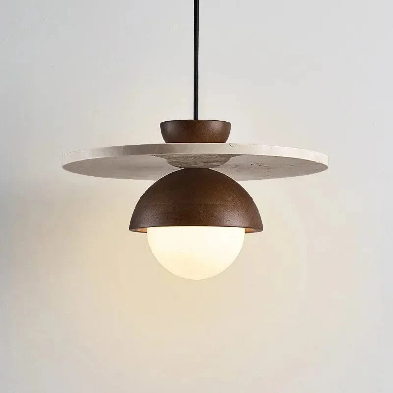 White Light Suspension en bois et pierre design Danois