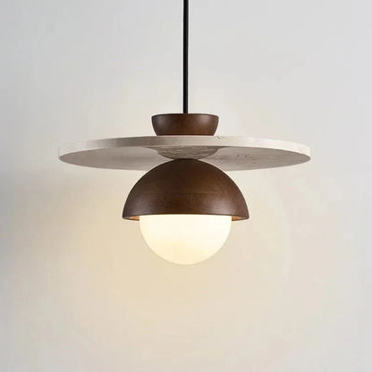 White Light Suspension en bois et pierre design Danois