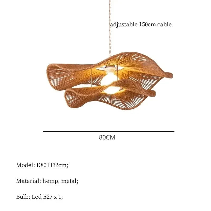 D Style brown  D80cm / warm light Suspension en corde à deux niveaux