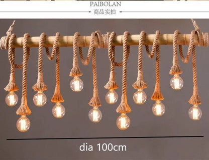 12 heads Suspension en corde et bambou