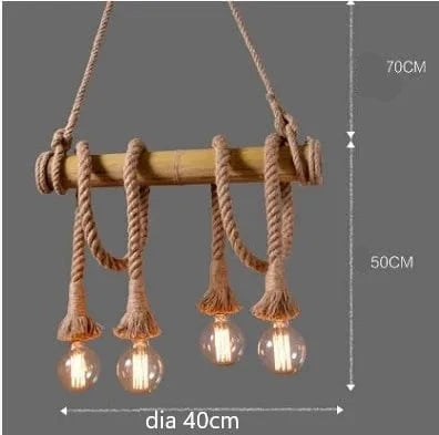 4 heads Suspension en corde et bambou
