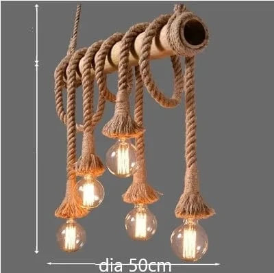 5 heads Suspension en corde et bambou