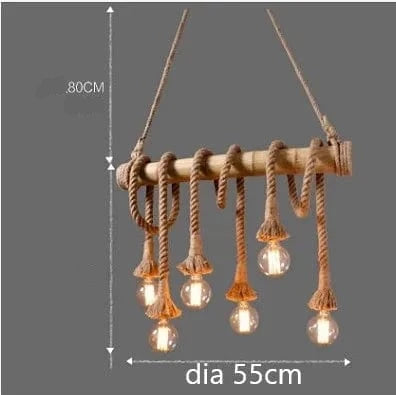 6 heads Suspension en corde et bambou