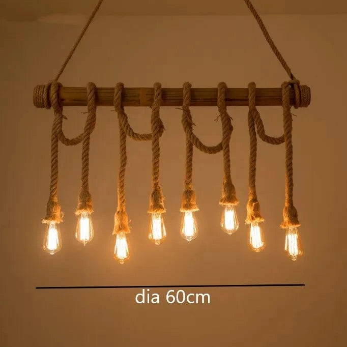 8 heads Suspension en corde et bambou