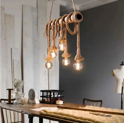 Suspension en corde et bambou