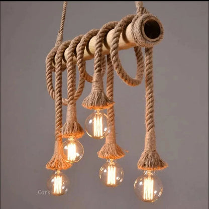 Suspension en corde et bambou