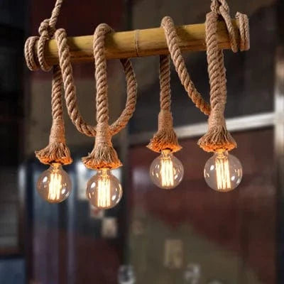 Suspension en corde et bambou