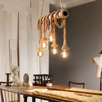 Suspension en corde et bambou