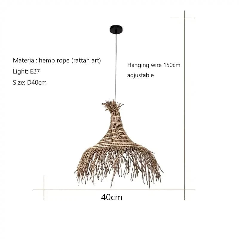 D40cm / 3 colors light Suspension en paille style ancien