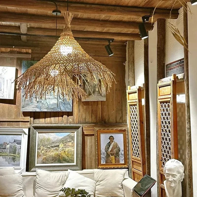 Suspension en paille style ancien