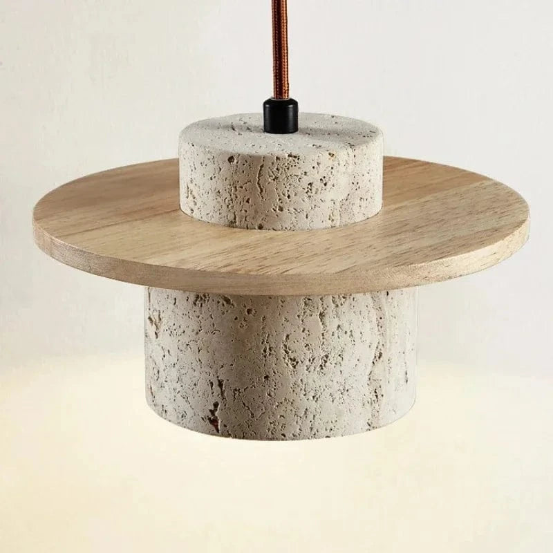 yellow Suspension en pierre de travertin design Japandi