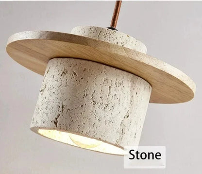 yellow Suspension en pierre de travertin design Japandi
