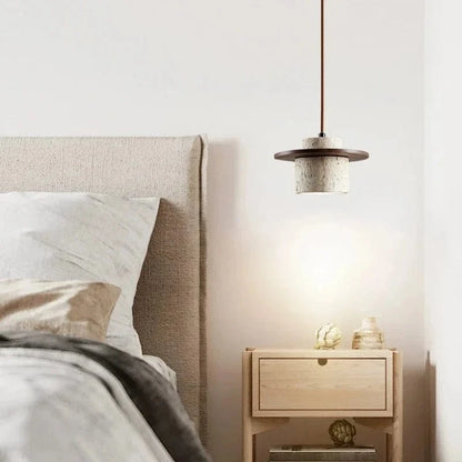 yellow Suspension en pierre de travertin design Japandi