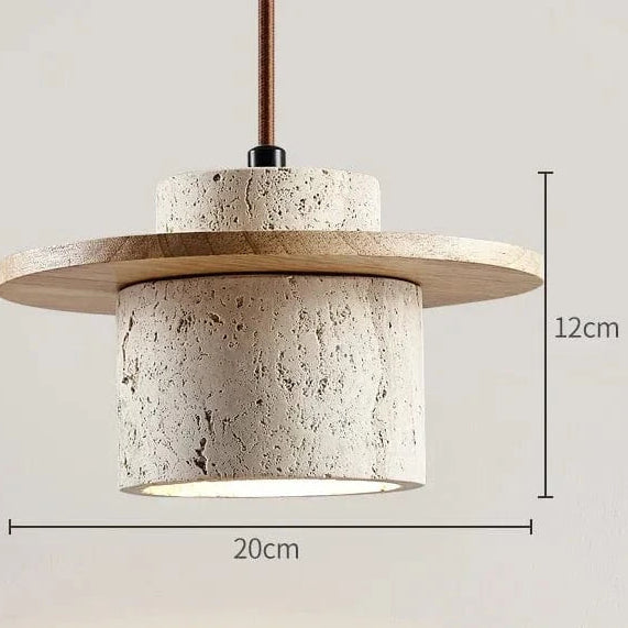 yellow Suspension en pierre de travertin design Japandi