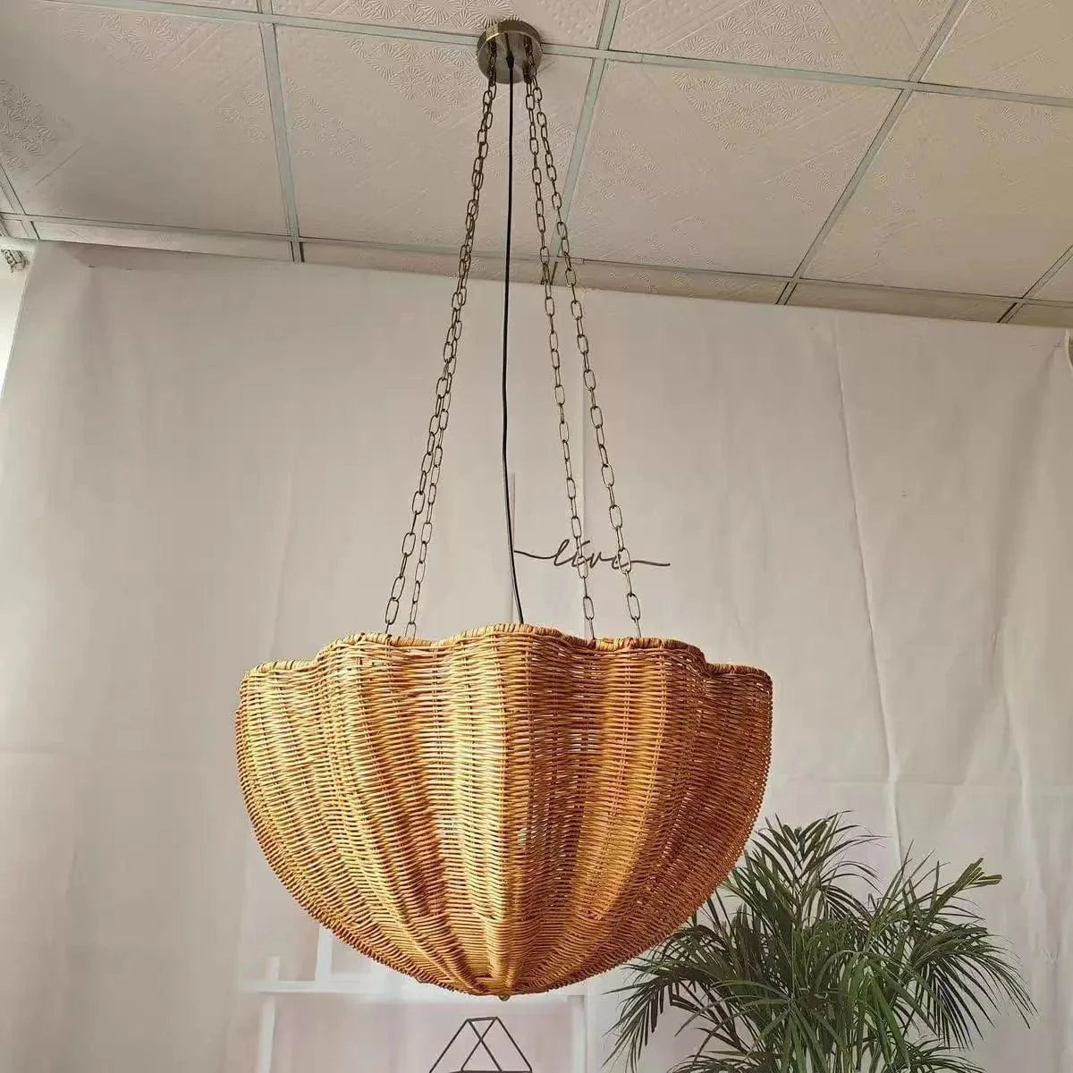 Bronze / Customized 90cm / 3-color light Suspension en rotin inversée