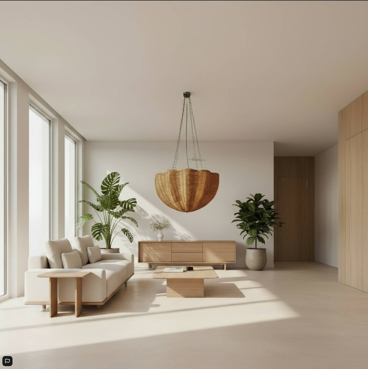 Suspension en rotin inversée