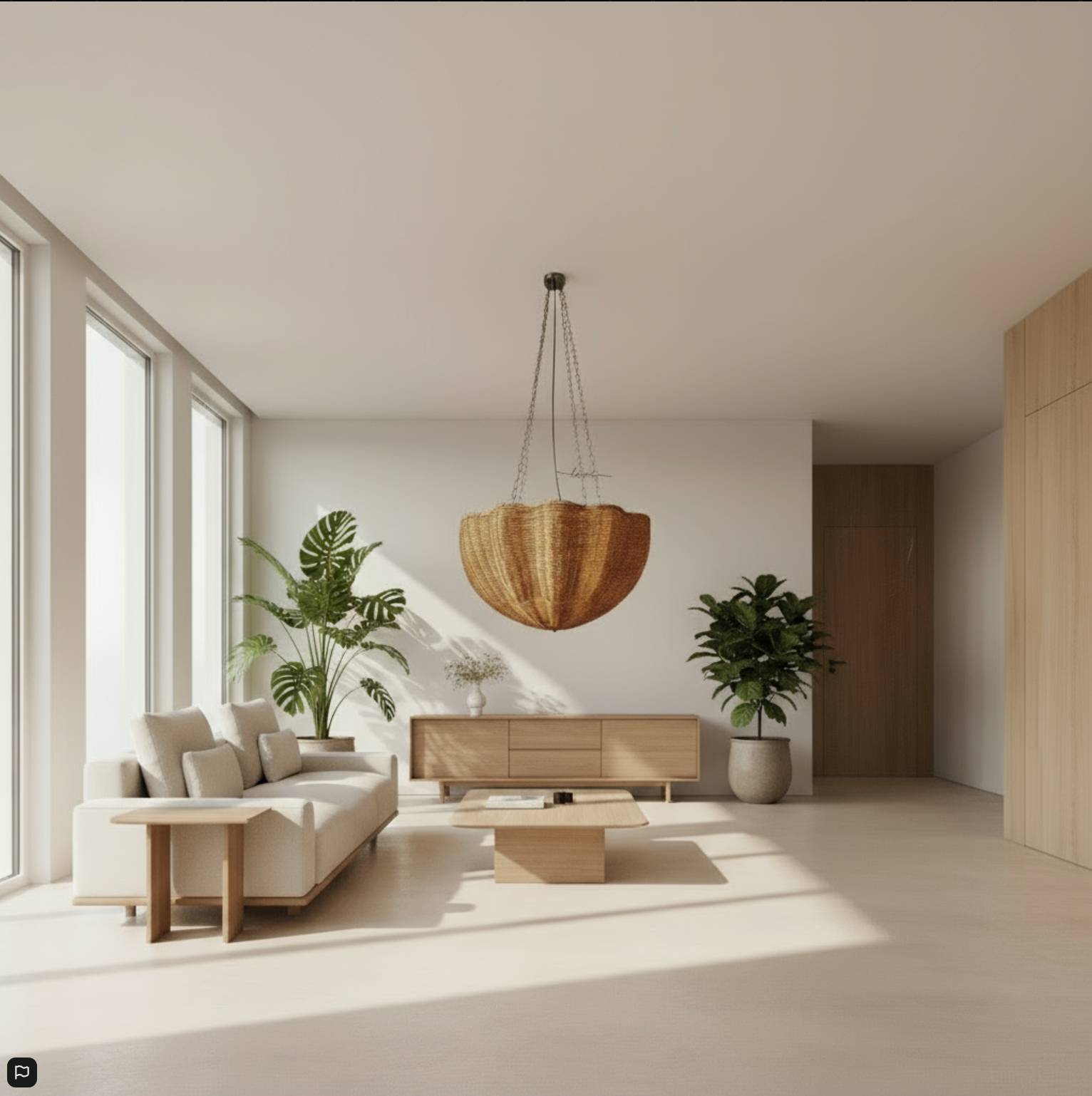 Suspension en rotin inversée