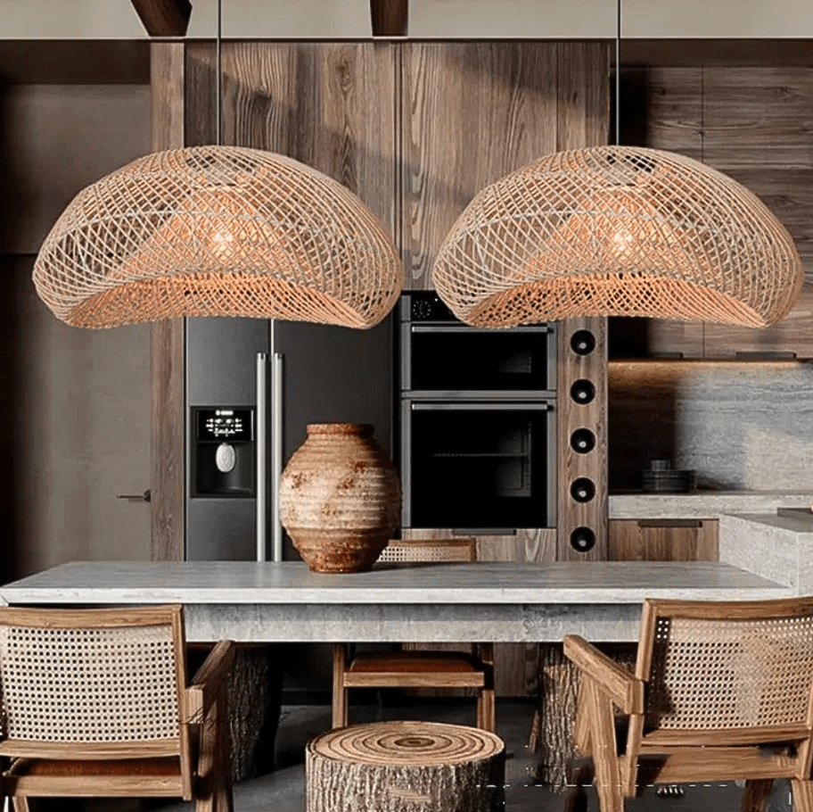 Lampe suspension en rotin