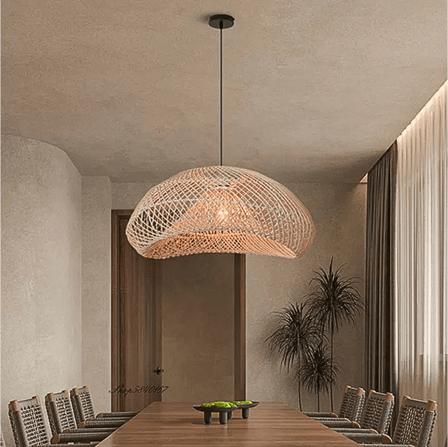 Lampe suspension en rotin