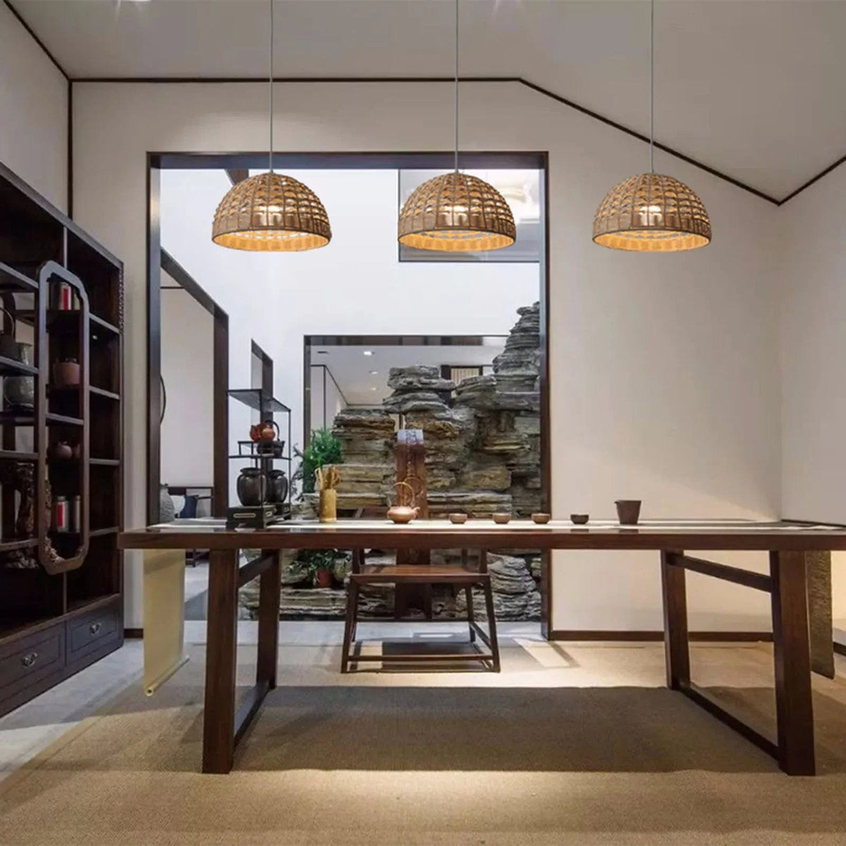 Suspension en rotin tressé bohème artisanale