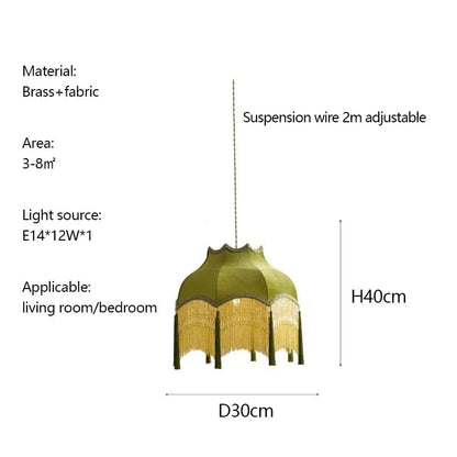 D30cm / warm light Suspension en tissu classique chic