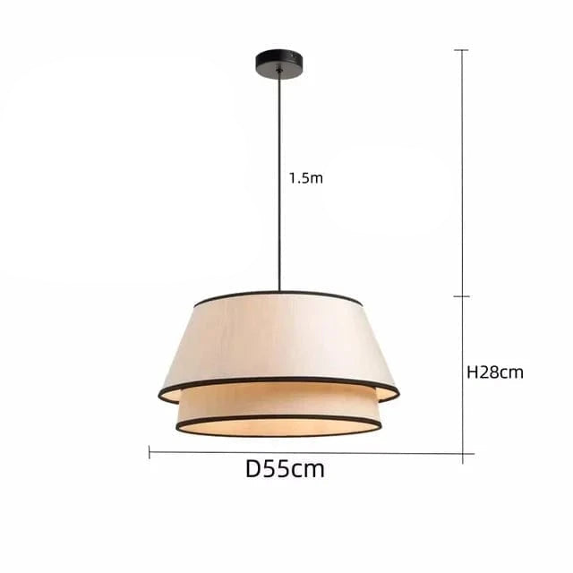 D 55cm / Warm light(3000K) Suspension en tissu noir et blanche