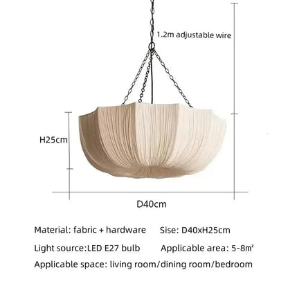 400 / Warm White Suspension en tissu parapluie à chaîne style ancien