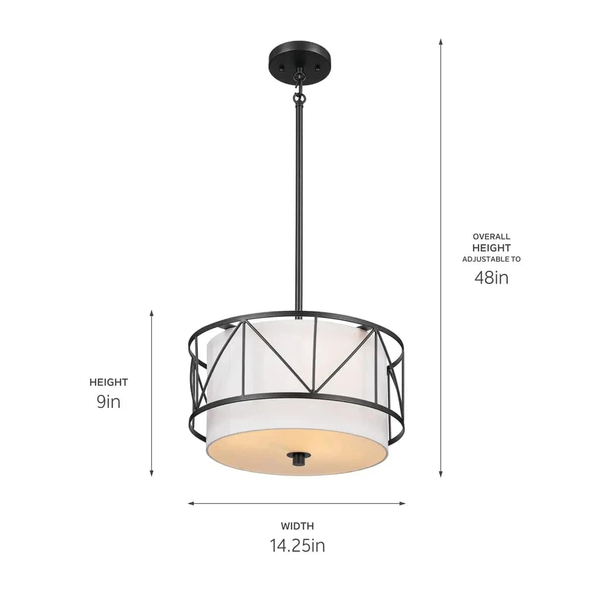 Black-35CM / Neutral light Suspension en tissu style classique Américain