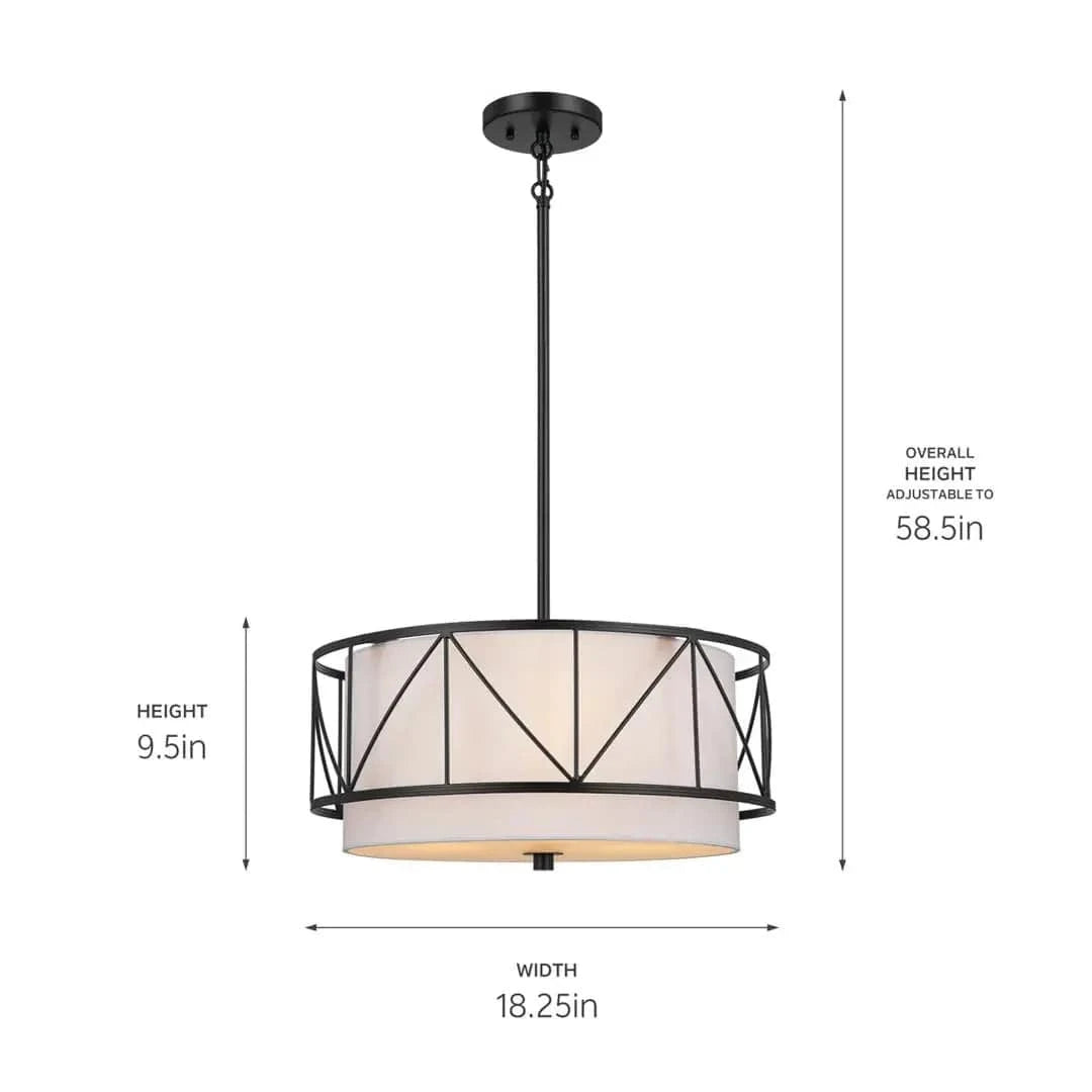 Black-45CM / warm light Suspension en tissu style classique Américain