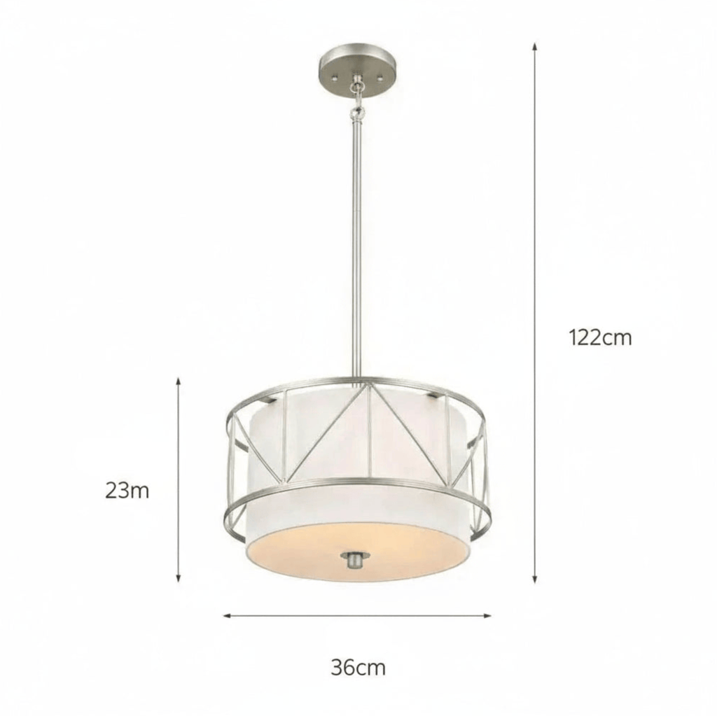 NICKEL-35CM / LUMIÈRE NEUTRE Suspension en tissu style classique Américain