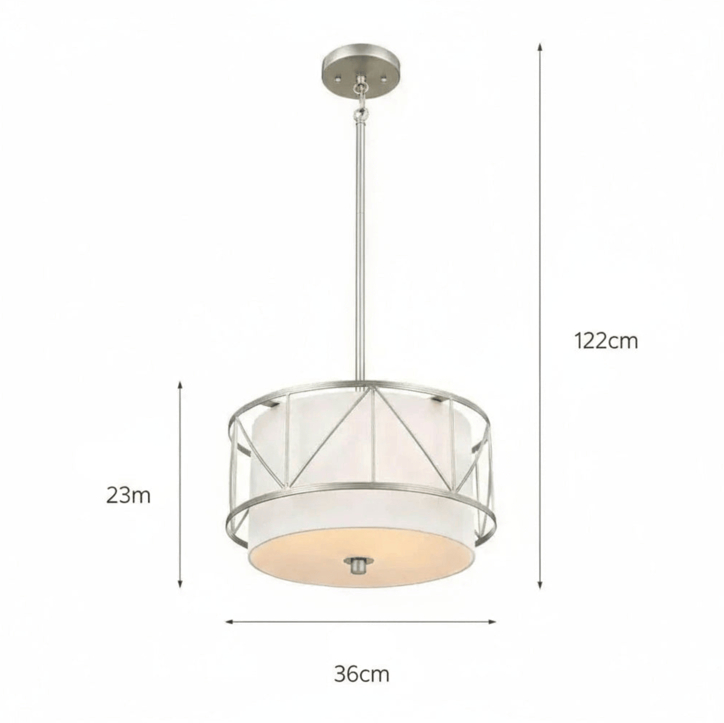 NICKEL-35CM / LUMIÈRE NEUTRE Suspension en tissu style classique Américain