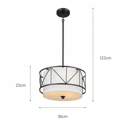 NOIR-35CM / LUMIÈRE NEUTRE Suspension en tissu style classique Américain