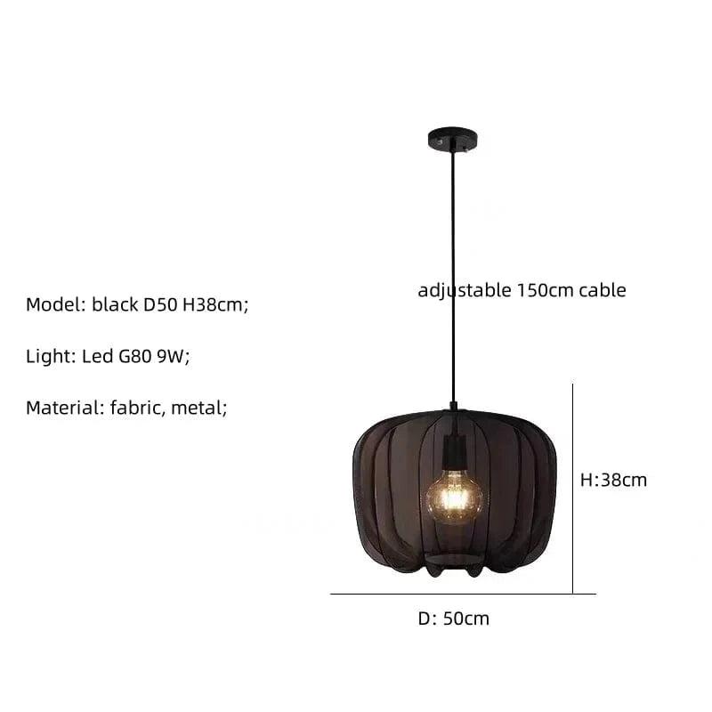 black D50cm / warm light 3200K Suspension en tissu très fin