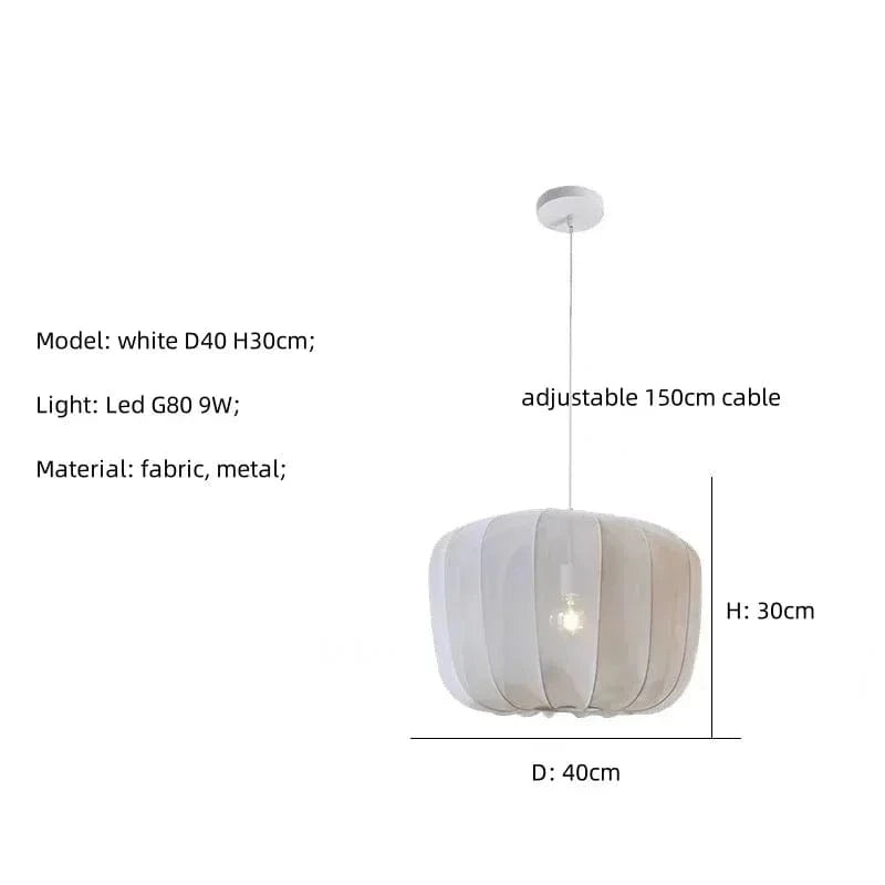 white D40cm / White light 6500K Suspension en tissu très fin