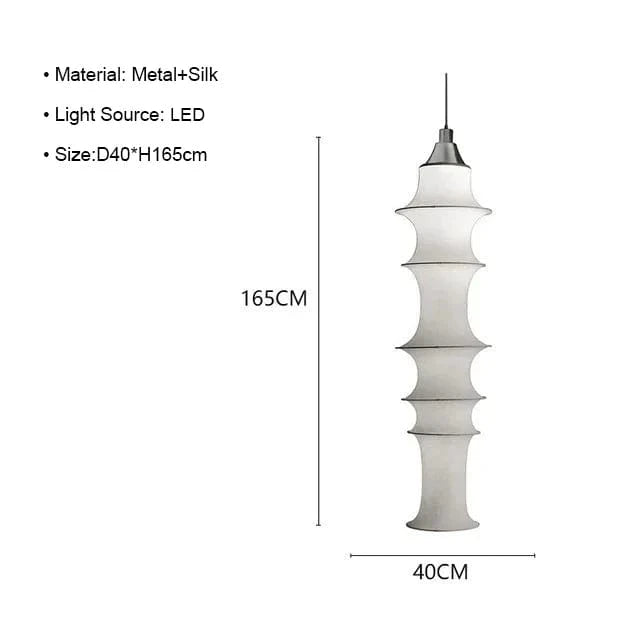 D40cm - H165cm / Warm light 3000K Suspension en tissu tube Japonais