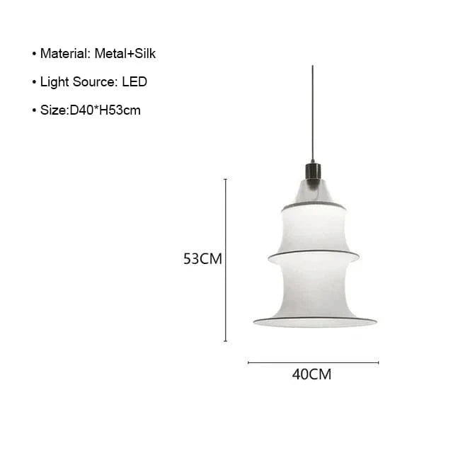 D40cm - H53cm / Warm light 3000K Suspension en tissu tube Japonais