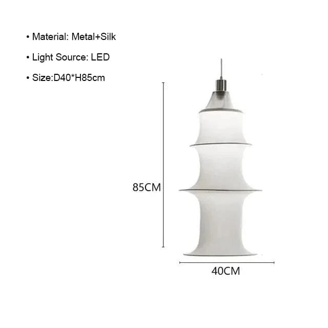 D40cm - H85cm / White light 6500K Suspension en tissu tube Japonais