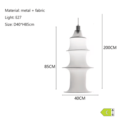 DIAMÈTRE 40cm - HAUTEUR 85cm / LUMIÈRE FROIDE 6500K Suspension en tissu tube Japonais