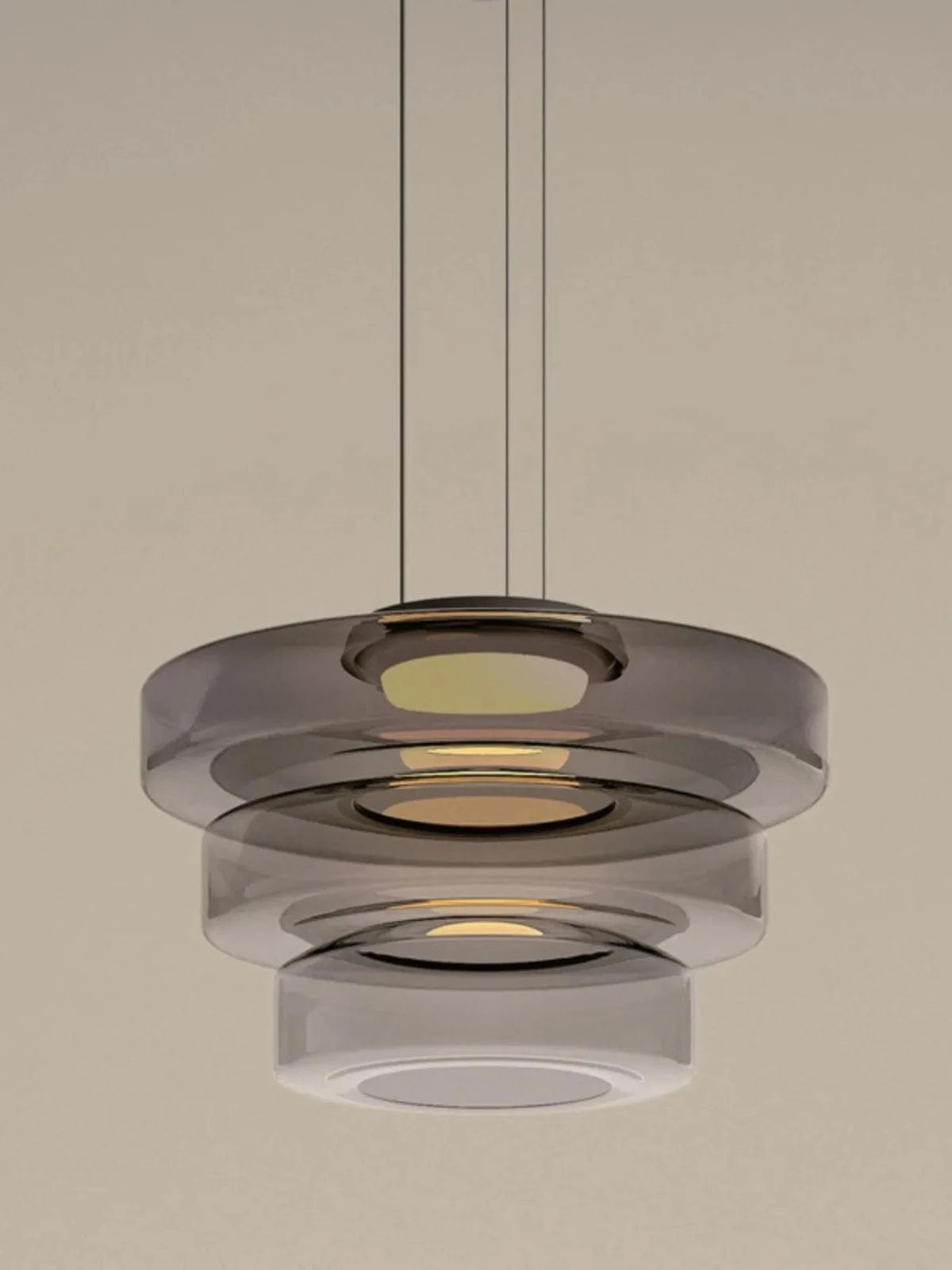 GRIS FUMÉ 25cm 35cm 45cm / LUMIÈRE CHAUDE Suspension en verre design