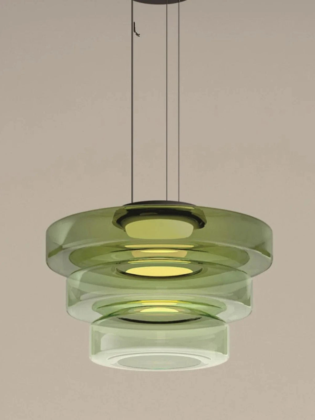 VERT 25cm 35cm 45cm / LUMIÈRE CHAUDE Suspension en verre design
