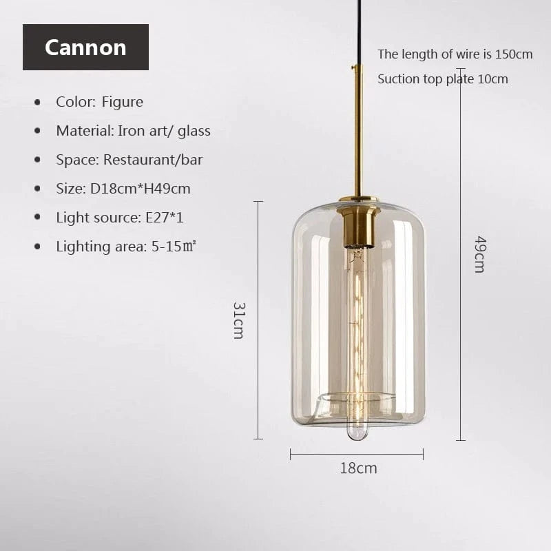A18cm / SANS AMPOULE Suspension en verre et laiton