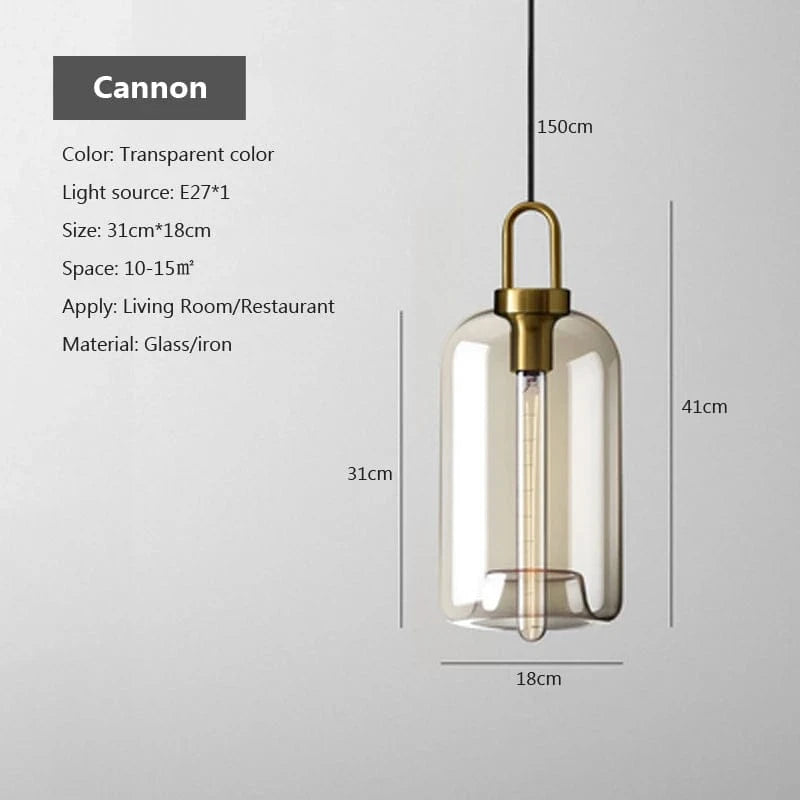B18cm / SANS AMPOULE Suspension en verre et laiton